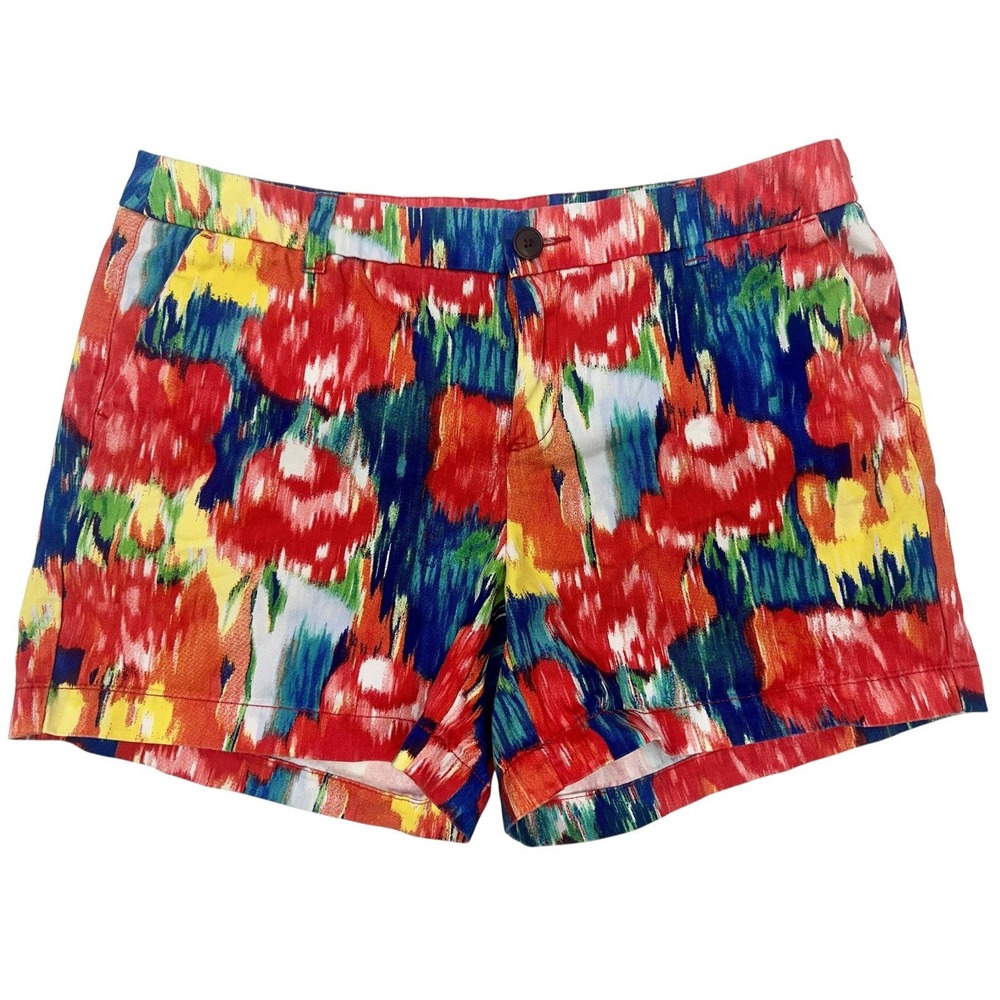 Merona Shorts Womens Size 10 Floral Red and Blue Flat Front With Pockets